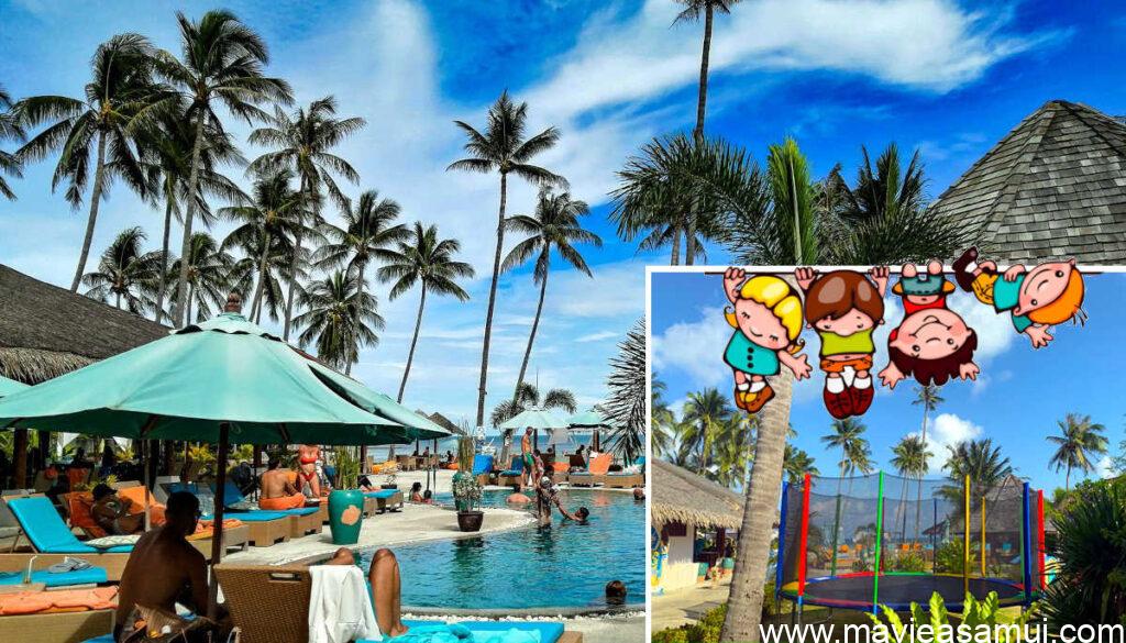Grand trampoline de 5 metres avec barbecue gratuit pour les enfants au Shiva Beach Club, Koh Samui