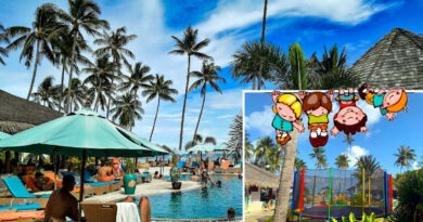 Grand trampoline de 5 metres avec barbecue gratuit pour les enfants au Shiva Beach Club, Koh Samui