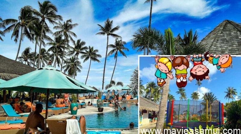 Grand trampoline de 5 metres avec barbecue gratuit pour les enfants au Shiva Beach Club, Koh Samui