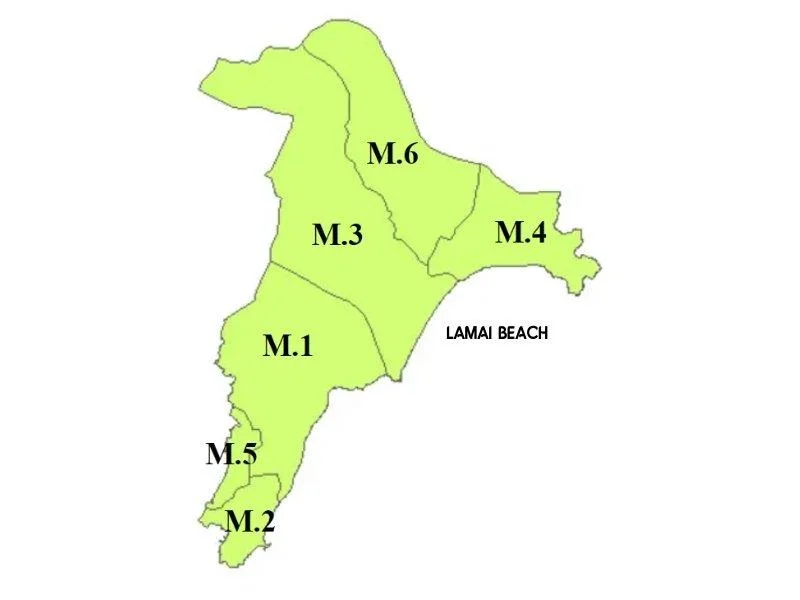 Maret. Les 6 villages du quartier de Maret dont Lamai et leur communautés sur l''île de Koh Samui en Thaïlande.