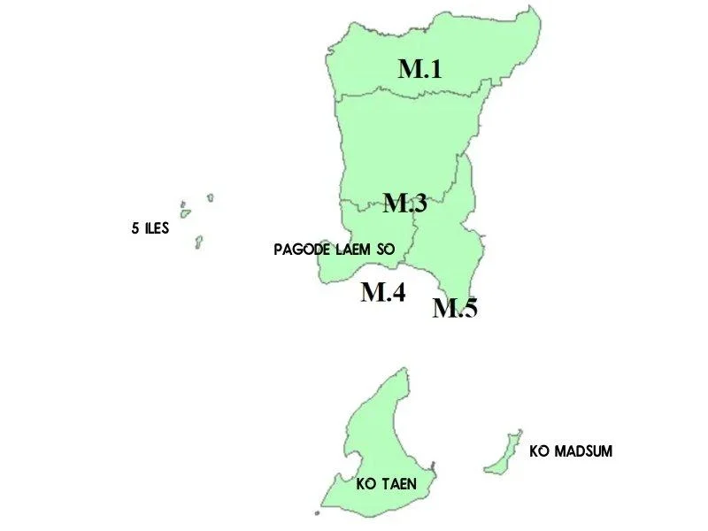 Talin Ngam. Les 5 villages du quartier de Talin Ngam et leur communautés sur l''île de Koh Samui en Thaïlande.