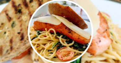 Pâtes crémeuses au saumon du restaurant The Table au Beluga Boutique Hotel sur Lamai Beach, Koh Samui, Thaïlande.