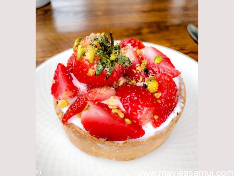 Tartelette aux fraises de Chiang mai. nouveauté avec l'ouverture de la Pâtisserie Salon de Thé : Le Jardin Sucré à Koh Samui.