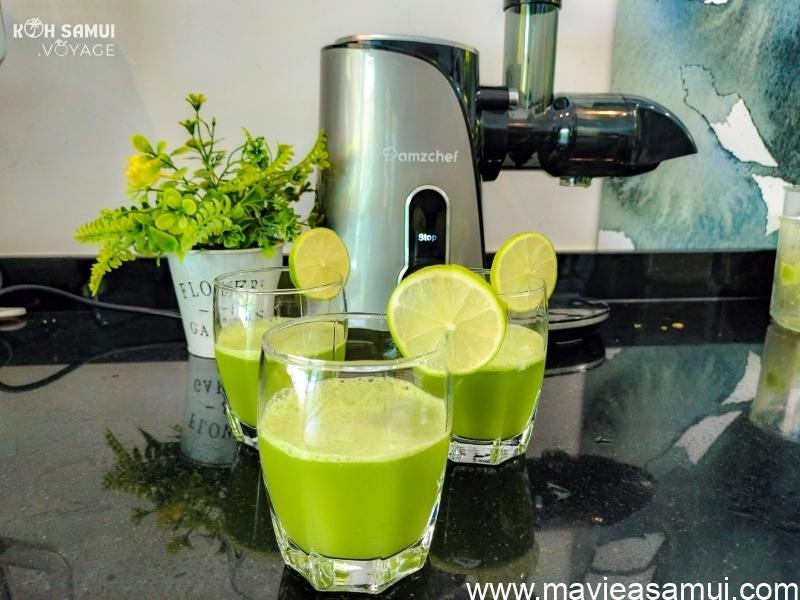 Extracteur en train de faire un jus de fruits et légumes. Comment Améliorer Sa Santé Physique Et Mentale, Avec Coach Camille Naturopathe