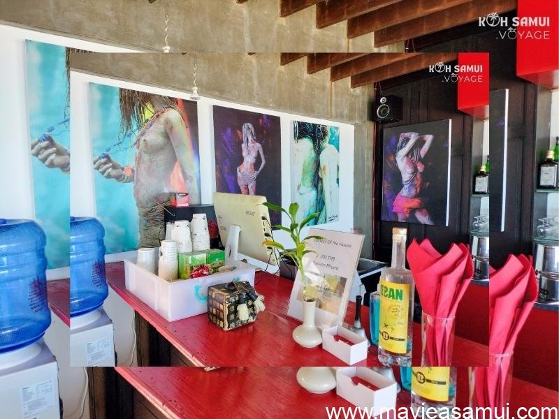 La Galerie d'Art contemporain, le Restaurant et l'Espace Co-Working Internet Kankaew Verjus Design a Hua Thanon, Koh Samui, Thaïlande.