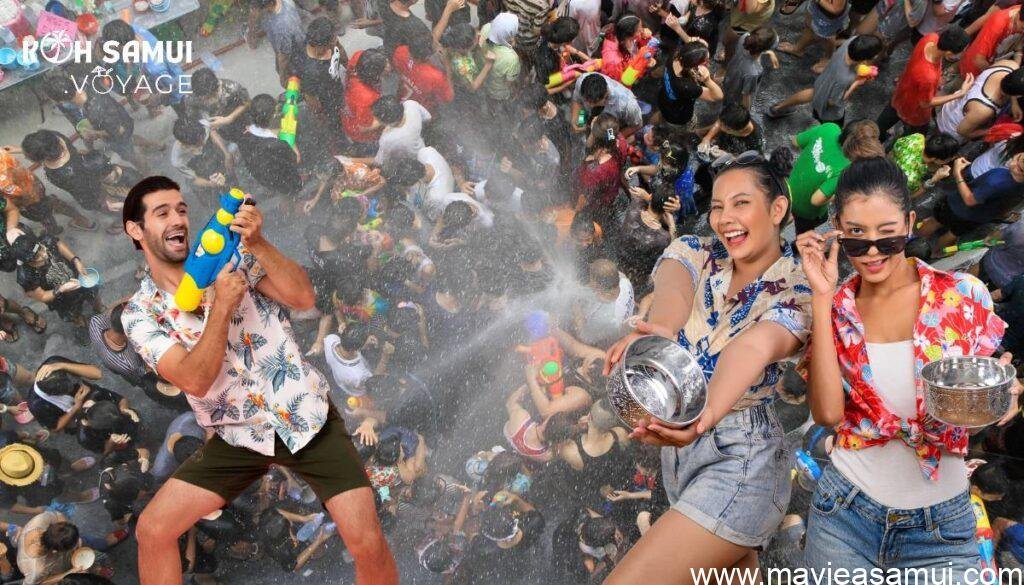 Songkran 2024 sur Lamai Beach à Koh Samui en Thaïlande du sud.