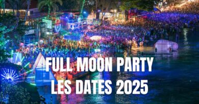 Les dates 2025 des Full Moon Party à Koh Phangan sur la plage de Haad Rin, en Thaïlande du Sud.